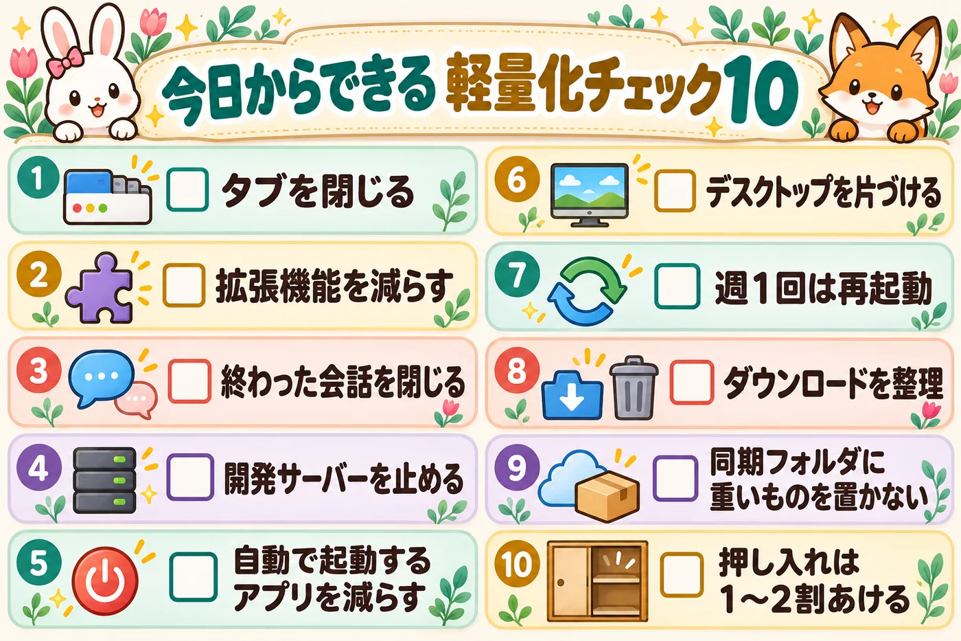 今日からできる軽量化チェック10